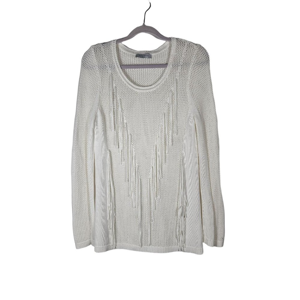 Sandro Fringe Sweater Top Longsleeve Shirt 2 US Medium - Picture 3 of 4